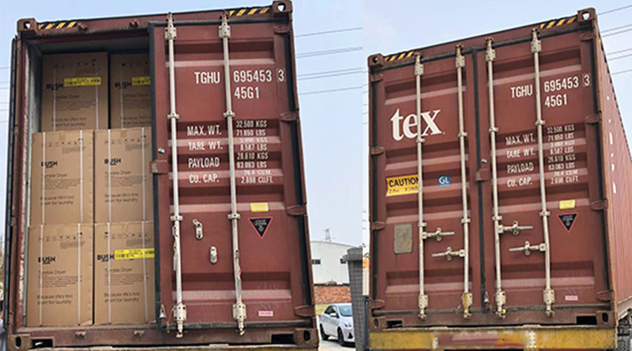 客戶英國Argos滾筒衣服烘干機的裝柜發貨日常 客戶英國Argos滾筒衣服烘干機的裝柜發貨日常