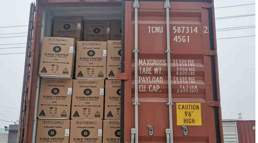 年底沖刺!順利完成英國Russell hobbs客戶的滾筒干衣機出貨 年底沖刺!順利完成英國Russell hobbs客戶的滾筒干衣機出貨